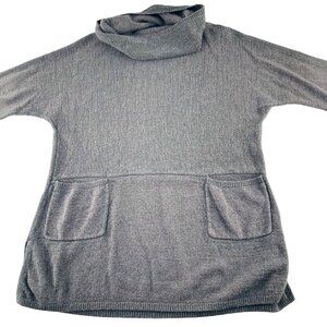 Soft Surroundings Womens Gray Cowl Neck Tunic Sweater L/XL Viscose Blend Long Sl